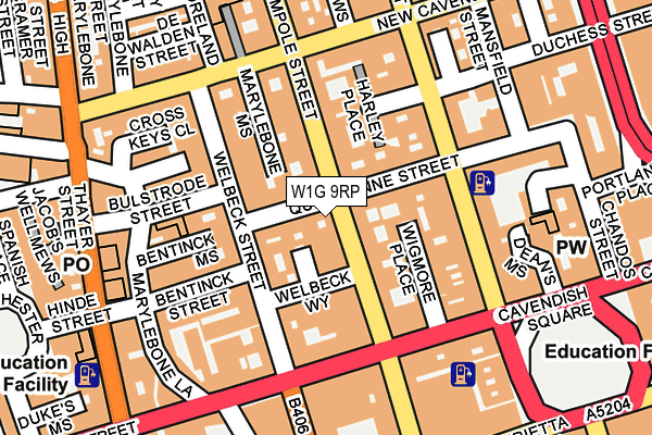 W1G 9RP map - OS OpenMap – Local (Ordnance Survey)