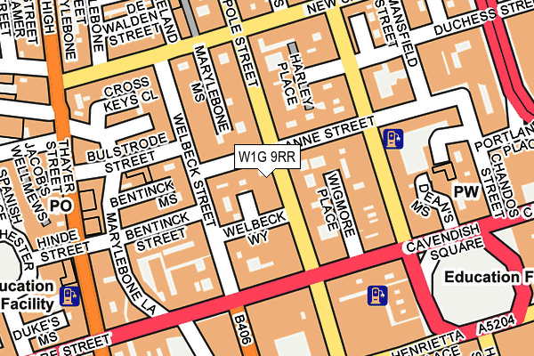 W1G 9RR map - OS OpenMap – Local (Ordnance Survey)