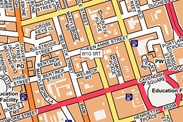 W1G 9RT map - OS OpenMap – Local (Ordnance Survey)