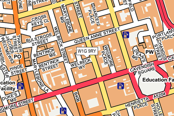 W1G 9RY map - OS OpenMap – Local (Ordnance Survey)