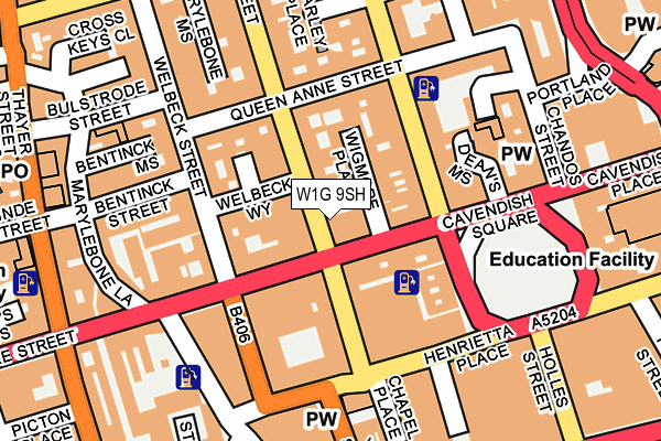 W1G 9SH map - OS OpenMap – Local (Ordnance Survey)