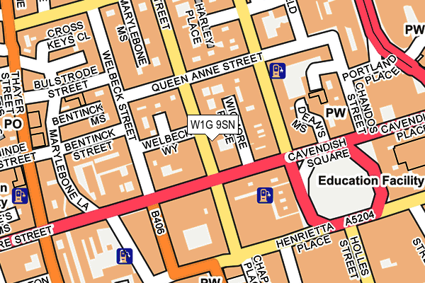 W1G 9SN map - OS OpenMap – Local (Ordnance Survey)