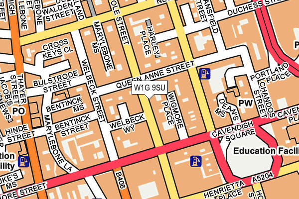 W1G 9SU map - OS OpenMap – Local (Ordnance Survey)