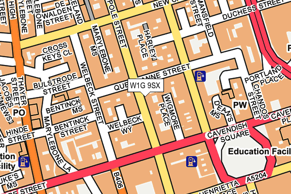 W1G 9SX map - OS OpenMap – Local (Ordnance Survey)