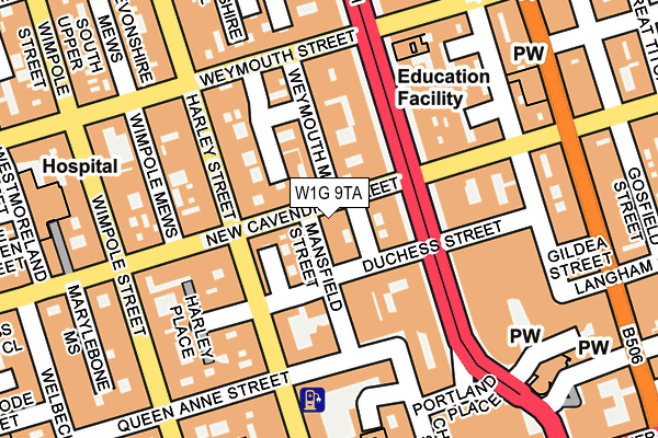 W1G 9TA map - OS OpenMap – Local (Ordnance Survey)
