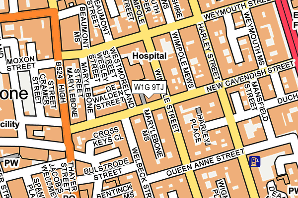W1G 9TJ map - OS OpenMap – Local (Ordnance Survey)