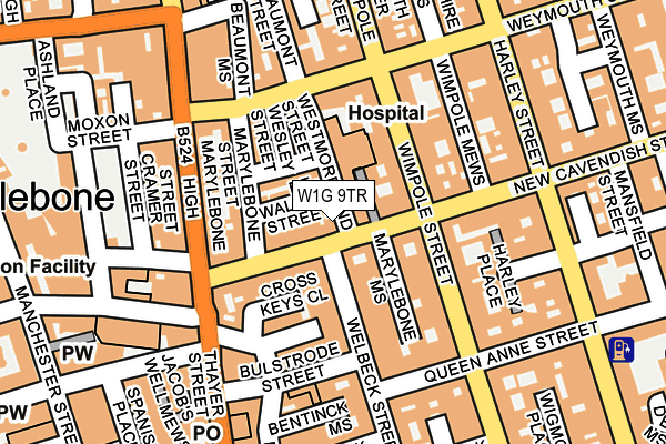 W1G 9TR map - OS OpenMap – Local (Ordnance Survey)