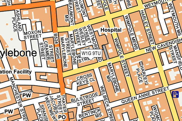 W1G 9TU map - OS OpenMap – Local (Ordnance Survey)