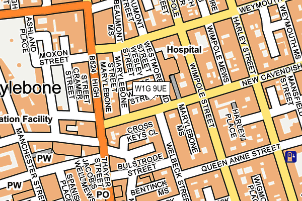 W1G 9UE map - OS OpenMap – Local (Ordnance Survey)