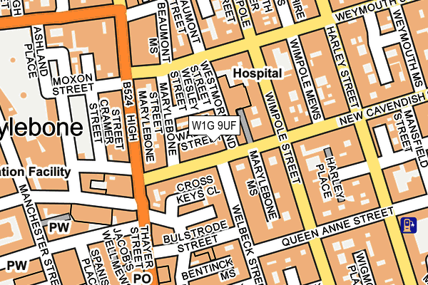 W1G 9UF map - OS OpenMap – Local (Ordnance Survey)