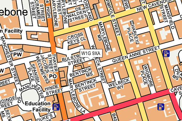 W1G 9XA map - OS OpenMap – Local (Ordnance Survey)