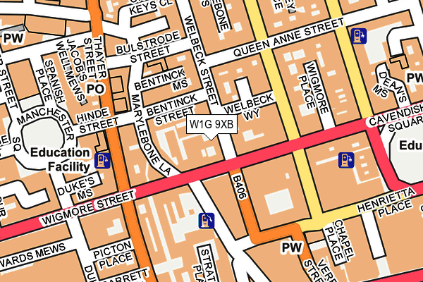 W1G 9XB map - OS OpenMap – Local (Ordnance Survey)