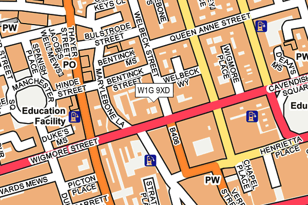 W1G 9XD map - OS OpenMap – Local (Ordnance Survey)