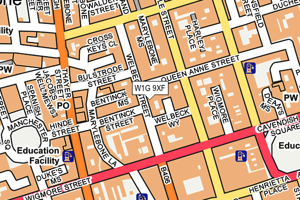 W1G 9XF map - OS OpenMap – Local (Ordnance Survey)