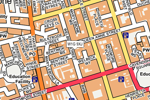 W1G 9XJ map - OS OpenMap – Local (Ordnance Survey)