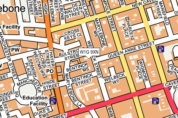 W1G 9XN map - OS OpenMap – Local (Ordnance Survey)