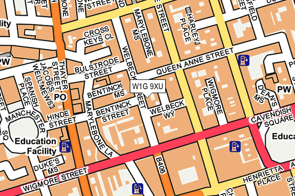 W1G 9XU map - OS OpenMap – Local (Ordnance Survey)