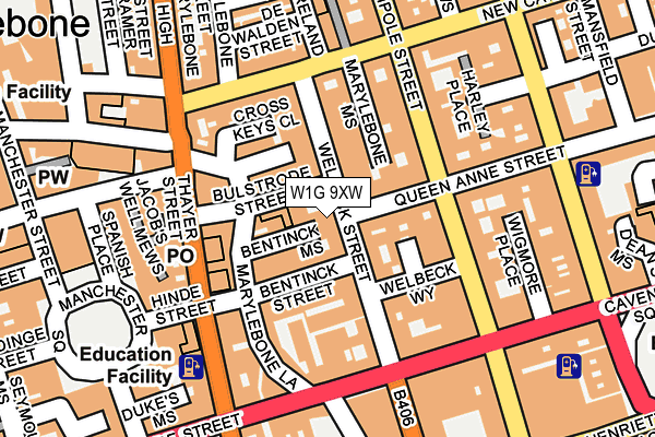 W1G 9XW map - OS OpenMap – Local (Ordnance Survey)