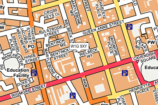 W1G 9XY map - OS OpenMap – Local (Ordnance Survey)