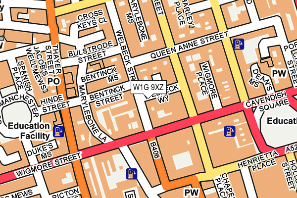 W1G 9XZ map - OS OpenMap – Local (Ordnance Survey)