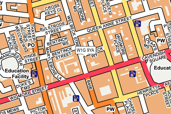 W1G 9YA map - OS OpenMap – Local (Ordnance Survey)