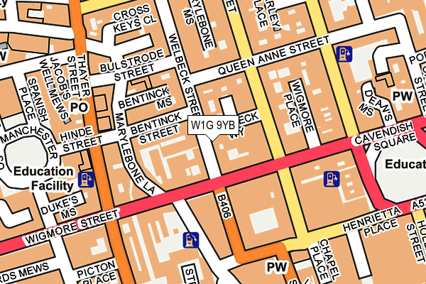 W1G 9YB map - OS OpenMap – Local (Ordnance Survey)