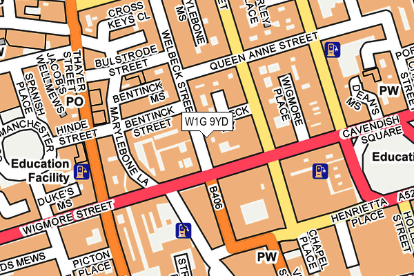 W1G 9YD map - OS OpenMap – Local (Ordnance Survey)