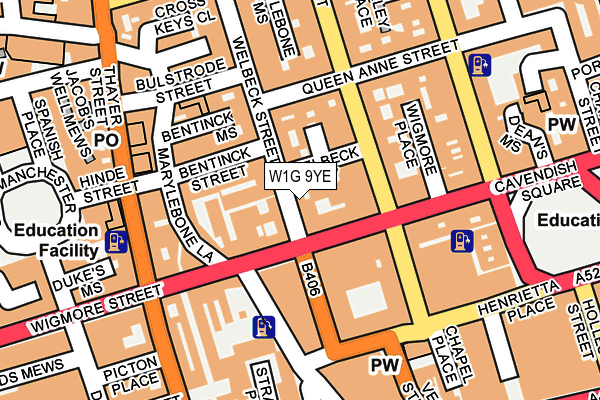 W1G 9YE map - OS OpenMap – Local (Ordnance Survey)