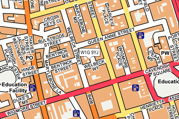 W1G 9YJ map - OS OpenMap – Local (Ordnance Survey)