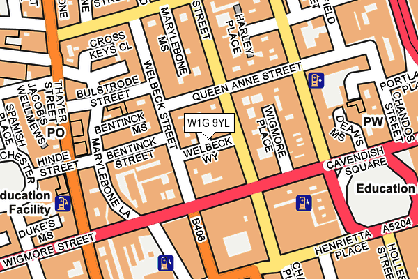 W1G 9YL map - OS OpenMap – Local (Ordnance Survey)