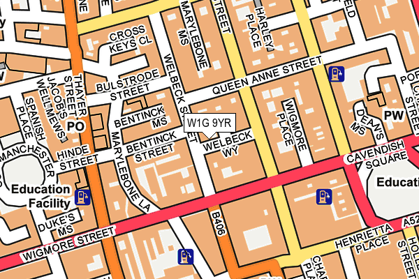 W1G 9YR map - OS OpenMap – Local (Ordnance Survey)