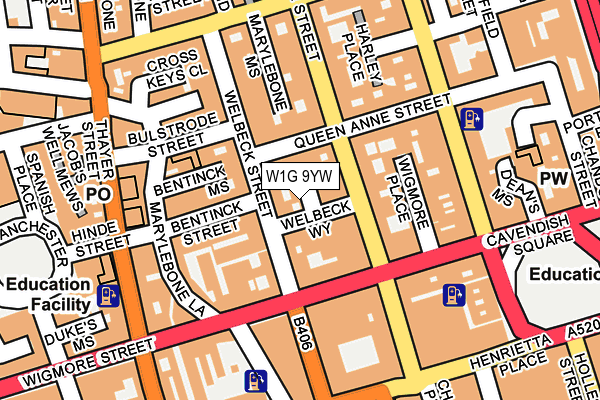 W1G 9YW map - OS OpenMap – Local (Ordnance Survey)