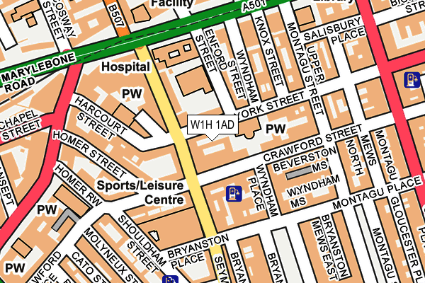 W1H 1AD map - OS OpenMap – Local (Ordnance Survey)