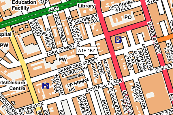 W1H 1BZ map - OS OpenMap – Local (Ordnance Survey)