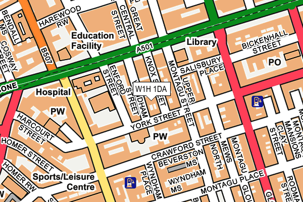 W1H 1DA map - OS OpenMap – Local (Ordnance Survey)