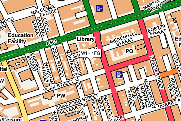 W1H 1FG map - OS OpenMap – Local (Ordnance Survey)