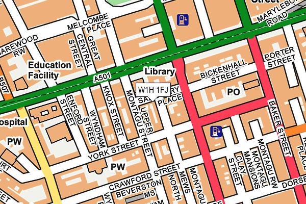 W1H 1FJ map - OS OpenMap – Local (Ordnance Survey)