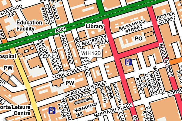 W1H 1GD map - OS OpenMap – Local (Ordnance Survey)