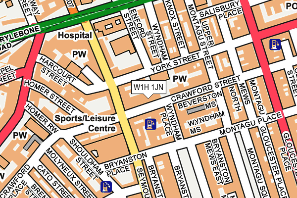 W1H 1JN map - OS OpenMap – Local (Ordnance Survey)