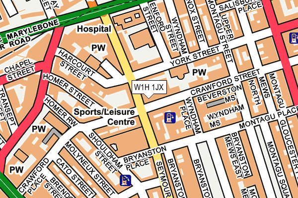 W1H 1JX map - OS OpenMap – Local (Ordnance Survey)