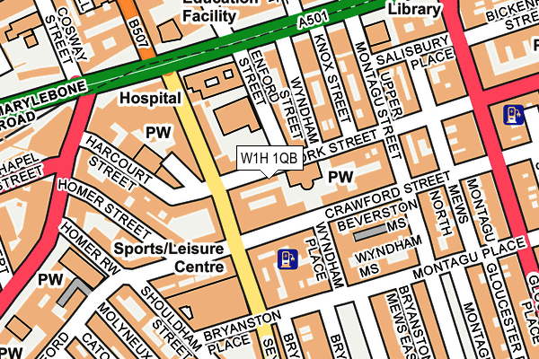 W1H 1QB map - OS OpenMap – Local (Ordnance Survey)