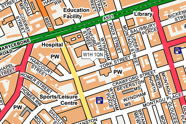 W1H 1QN map - OS OpenMap – Local (Ordnance Survey)