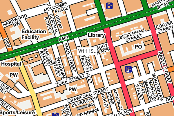 W1H 1SL map - OS OpenMap – Local (Ordnance Survey)