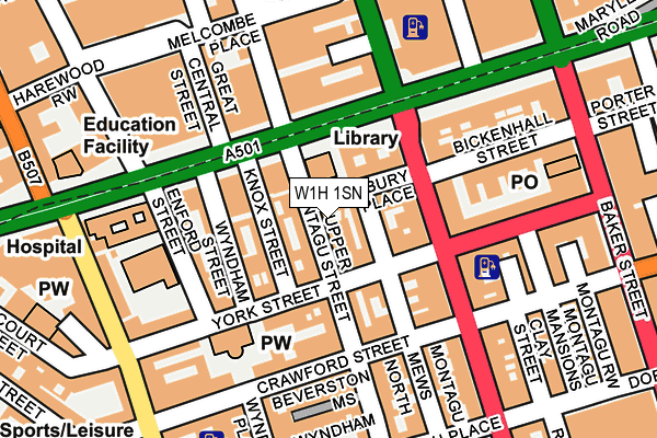 W1H 1SN map - OS OpenMap – Local (Ordnance Survey)
