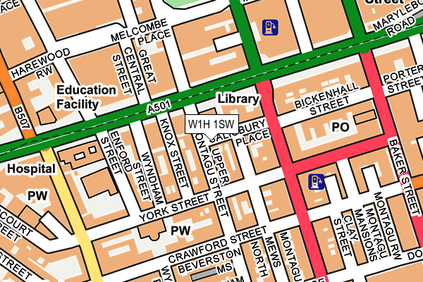 W1H 1SW map - OS OpenMap – Local (Ordnance Survey)