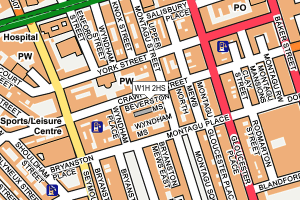 W1H 2HS map - OS OpenMap – Local (Ordnance Survey)