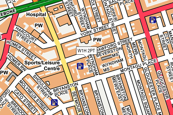 W1H 2PT map - OS OpenMap – Local (Ordnance Survey)