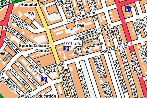 W1H 2PZ map - OS OpenMap – Local (Ordnance Survey)