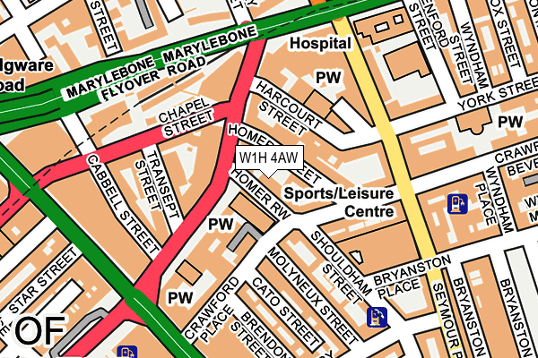 W1H 4AW map - OS OpenMap – Local (Ordnance Survey)