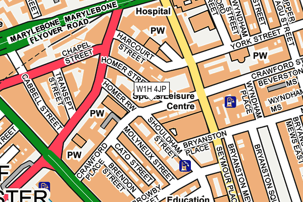 W1H 4JP map - OS OpenMap – Local (Ordnance Survey)